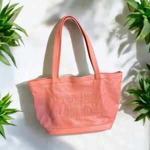 See By Chloe leather logo tote salmon pink